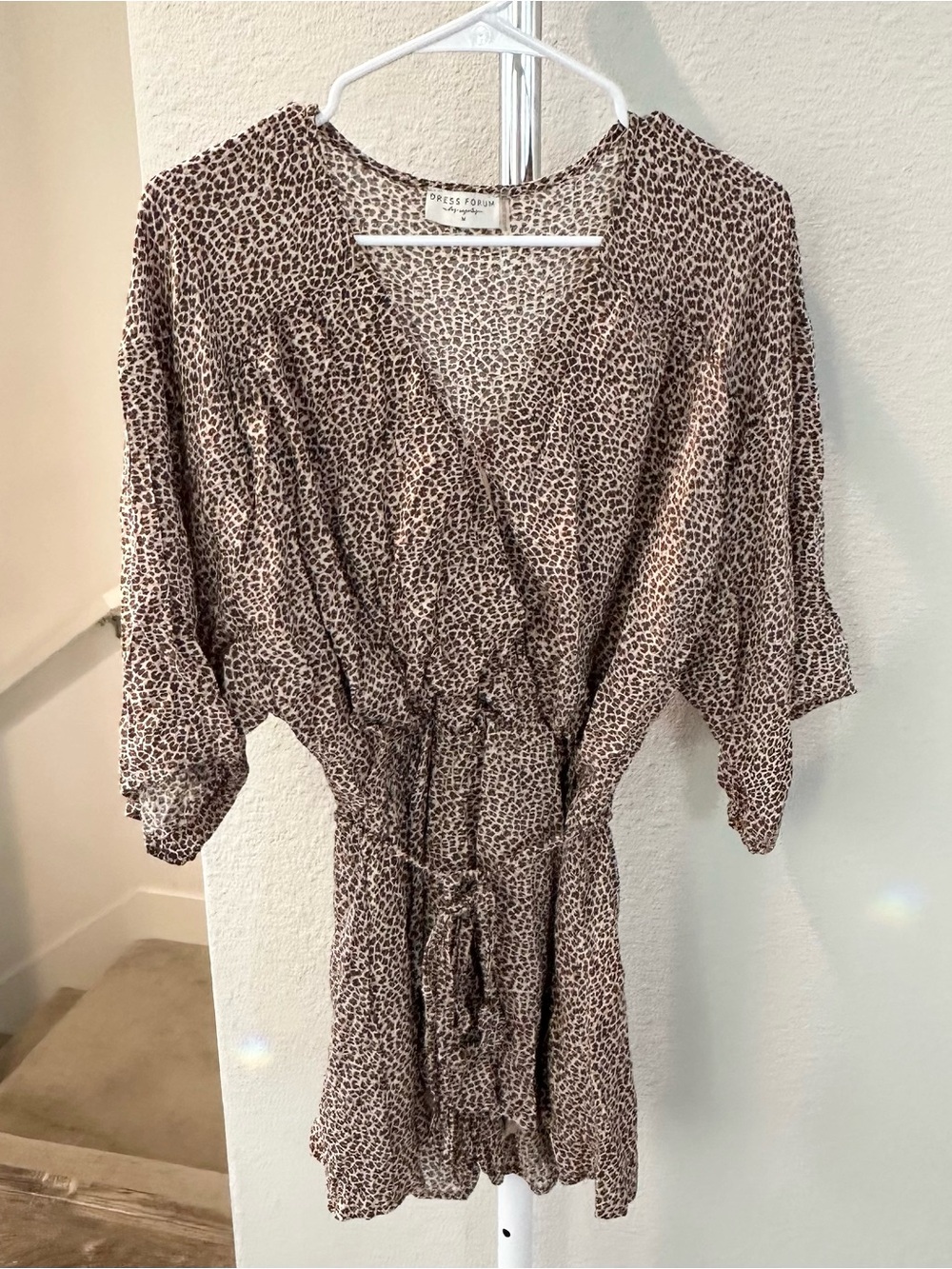 DRESS FORUM Romper Shorts in Leopard Print Brown Tan, Women’s Size Medium